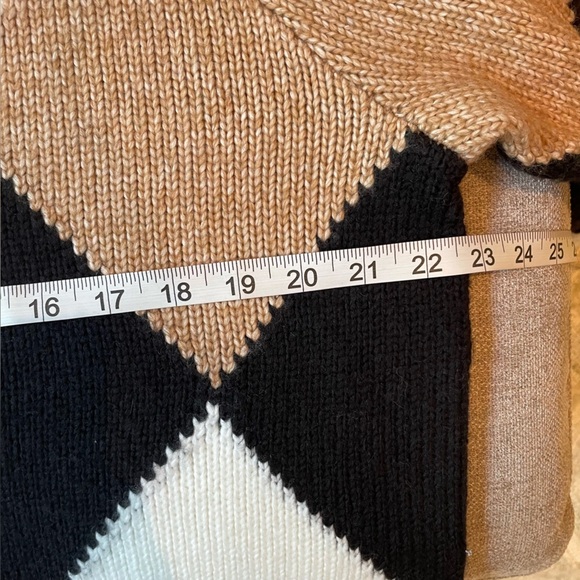 NWT Express Argyle Knit Recycled Polyester Cropped Long Sleeve Mock Neck Sweater - Picture 7 of 11